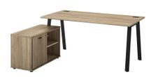 Bureau manager MAMBO avec retour gauche - 160 cm - Chêne Sonoma/noir