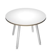 Table ronde - H74,4 cm - 100 cm - 4 pieds blanc - plateau blanc