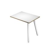 Retour direct pour bureau - L80 x H74 x P60 - Pieds métal blancs - plateau blanc chants chêne