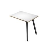 Retour direct pour bureau - L80 x H74 x P60 - Pieds métal noirs - plateau blanc chants chêne