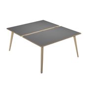Bureau Bench LEONARDO - L120 x H74 x P168 - Pieds bois - Anthracite chants chêne