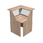 Banque d'accueil en angle 90° MUSA - L76 x H117 x P76 - Noyer/blanc