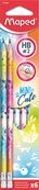 Maped Mini Cute - 6 Crayons graphite HB embout gomme - disponible dans différentes couleurs