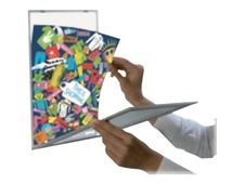 Promocome - Porte-visuel d'information adhésif gris
