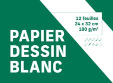 Pochette papier à dessin - 12 feuilles - 24 x 32 cm - 180 gr - blanc