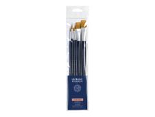 Lefranc Bourgeois - Pack de 6 pinceaux usé bombé, rond, plat - manche long - N° 6, 12, 16, 24