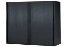 Armoire basse à rideaux - L120  x H105 x P43 cm - 2 tablettes - noir