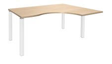 Bureau compact EXPRIM - L180 cm - Retour droite - Plateau imitation Chêne clair - Pieds blanc (Pieds de renfort obligatoire à rajouter - non inclus)