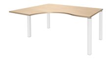 Bureau compact EXPRIM - L180 cm - Retour gauche - Plateau imitation Chêne clair - Pieds blanc (Pieds de renfort obligatoire à rajouter - non inclus)