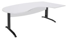 Bureau compact manager retour à droite IDRA - 200 cm - Pied anthracite - Blanc perle (Pieds de renfort obligatoire à rajouter - non inclus)