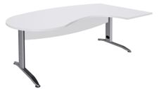 Bureau compact manager retour à droite IDRA - 200 cm - Pied alu - Blanc perle (Pieds de renfort obligatoire à rajouter - non inclus)