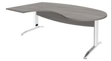 Bureau compact manager retour à gauche IDRA - 200 cm - Pied blanc - Chêne gris (Pieds de renfort obligatoire à rajouter - non inclus)