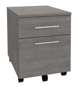 Caisson mobile LEVEL/STEELY/WOODY - L43 x H56 x P60 cm - 2 tiroirs dont 1 DS - Imitation Chêne gris