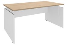 Bureau INEO JET UP Bureau Vallée - Réglable en hauteur - L160 x H74/78/82 x P80 cm - Pieds blanc - plateau imitation chêne clair - Entretoise Blanc