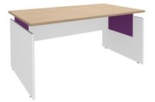 Bureau INEO JET UP Bureau Vallée - Réglable en hauteur - L120 x H74/78/82 x P80 cm - Pieds blanc - plateau imitation chêne clair - Entretoise Violine