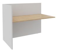 Banque d'accueil Module de départ haut OLA - L82,5 x H112 x P82,5 cm - structure blanc perle, plateau chêne clair