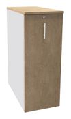 Caisson TOWER - L44 x H114 x P80 cm - 3 tablettes + 1 support DS réglable - structure blanc perle - dessus et façade imitation chêne clair