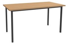 Table de réunion Rectangulaire - 140 x 70 cm - Pieds carrés anthracite - imitation hêtre