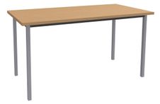 Table de réunion Rectangulaire - 140 x 70 cm - Pieds carrés aluminium - imitation hêtre