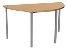 Table de réunion Demi-lune - 120 x 60 cm - Pieds carrés aluminium - imitation hêtre