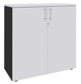 Armoire mi-haute IDRA/DUAL -  L80 x H102 x P47 - 2 portes - 2 tablettes métal DS - Corps anthracite - Portes et dessus Blanc perle