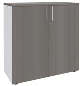 Armoire mi-haute IDRA/DUAL -  L80 x H102 x P47 - 2 portes - 2 tablettes métal DS - Corps blanc - Portes et dessus Chêne gris