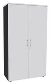Armoire haute EXPRIM/LOFTER/LEVEL - H180 x L80 x P47 - 2 portes - Corps Anthracite - Dessus et portes Blanc perle