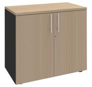 Armoire basse IDRA/DUAL - H72 x L80 x P47 - 2 portes - Corps anthracite - Dessus et portes imitation Chêne clair