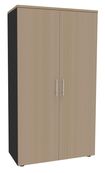 Armoire haute IDRA/DUAL - H180 x L80 x P47 - 2 portes - Corps anthracite - Portes et dessus imitation Chêne clair