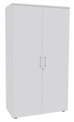 Armoire haute INEO/LEVEL/STEELY/WOODY - L80 x H180 x P47 - 2 portes - Corps blanc - Portes et dessus Blanc perle