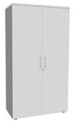 Armoire haute IDRA/DUAL - H180 x L80 x P47 - 2 portes - Corps alu - Portes et dessus Blanc perle