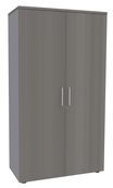 Armoire haute IDRA/DUAL - H180 x L80 x P47 - 2 portes - Corps alu - Portes et dessus imitation chêne gris