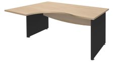Bureau compact à gauche DUAL - L160 cm - Pieds Anthracite - plateau imitation Chêne clair (Pieds de renfort ou caisson bout de bureau obligatoire à rajouter - non inclus)