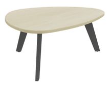 Table basse galet - L100xH42xP90/80 - pied carbone - plateau imitation érable