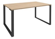 Bureau droit LOFTER - L160 cm - Plateau imitation chêne clair - pied Carbone