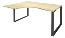 Bureau compact LOFTER - L160 cm - Retour à gauche - Plateau imitation Erable - pied Carbone - (pied de renfort obligatoire à rajouter - non inclus)