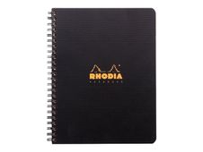 RhodiActive - Cahier à spirale A5 - 160 pages - petits carreaux (5x5 mm) - noir