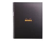 RhodiActive Notebook - Cahier à spirale A4+ (22,5 x 29,7 cm) - 160 pages - petits carreaux (5x5 mm) - noir