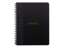 RhodiActive Greenbook - Cahier à spirale 100% recyclé - A5+ (16 x 21 cm) - 160 pages 90 g/m² - ligné - noir