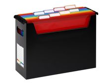 Viquel Rainbow - Boîte d'archivage Easycase avec poignées de transport + 8 dossiers suspendus amovibles