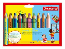 STABILO woody 3 in 1 duo - pack de 10 crayons de couleur - couleurs assorties