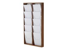 Promocome - Présentoir de journaux mural - 2 x 5 compartiments A4 - bois naturel