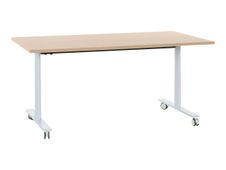 Table de réunion mobile et rabattable YES ! - 120 cm - Pieds blancs - Chêne