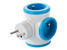 WATT & CO - multiprise triplite rotative - blanc/bleu