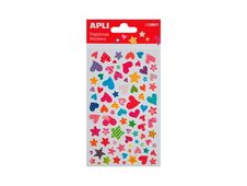 Apli - 1 feuille gommettes cœurs et étoiles