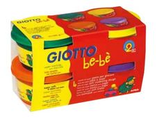 GIOTTO be-bè - pâte à modeler - 4 pots Jaune, Orange, Vert, Violet -100gr