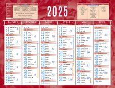 Calendrier bancaire année civile BOUCHUT "205 Rouge" 13,5 x 17,5 cm coloris rouge 70 %