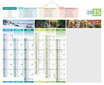 Calendrier bancaire effaçable année civile + 1 feutre effaçable BOUCHUT "4 Saisons - Effaçable" 43 x 55 cm 70 %