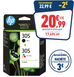 PACK DE 2 CARTOUCHES D'ENCRE HP 305