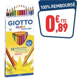 12 CRAYONS COULEURS ELIOS WOOD GIOTTO